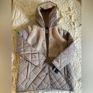 NWT Lucky Brand Water Resistant Mixed Media Quilted Faux Shearling Jacket Size L